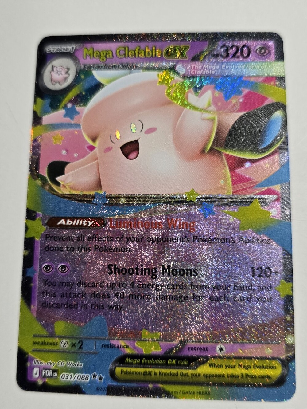 ​Pokemon Mega Clefable ex 031/088 Double Rare Perfect Order ME03 Holo Pack Fresh